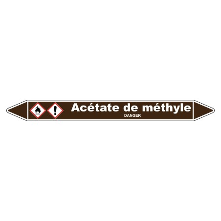 Marqueur de Tuyauterie Acétate de méthyle 150 x 12 mm Vinyle Laminé