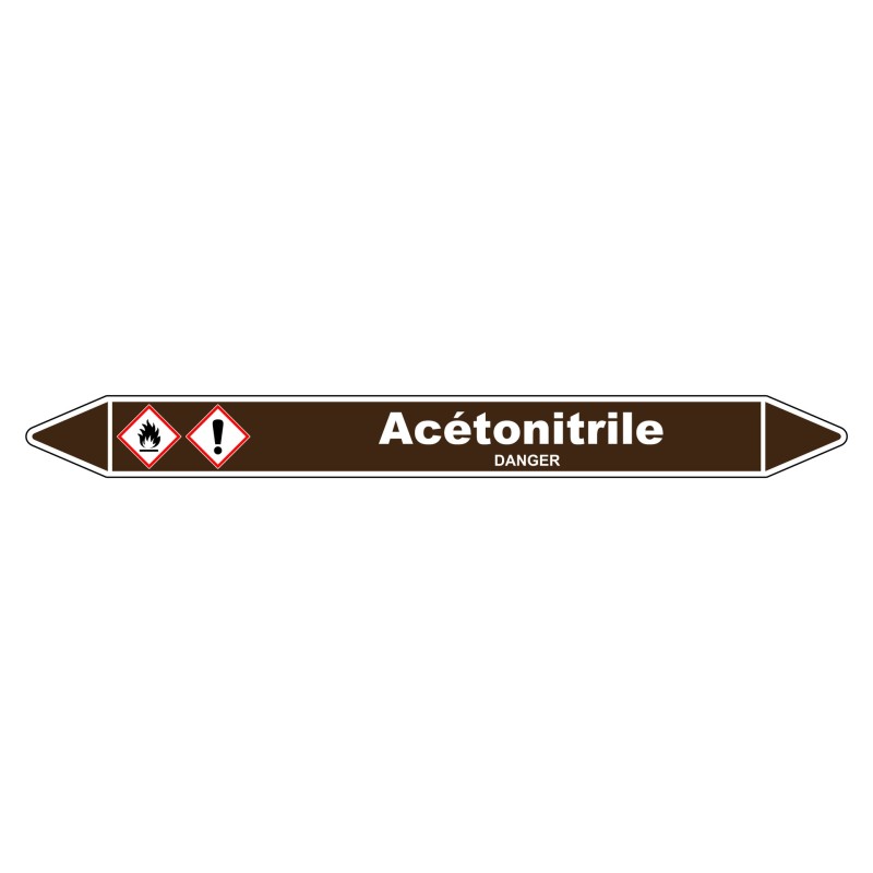 Marqueur de Tuyauterie Acétonitrile 150 x 12 mm Vinyle Laminé