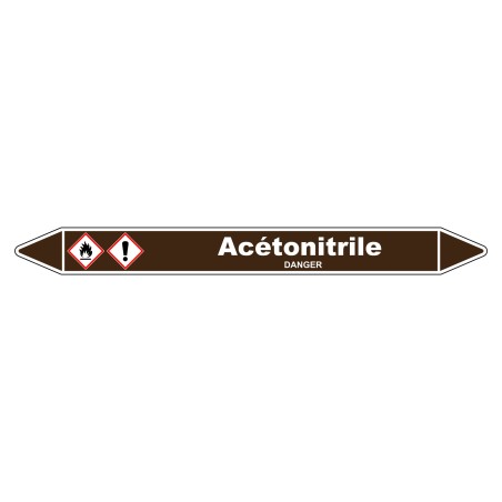 Marqueur de Tuyauterie Acétonitrile 150 x 12 mm Vinyle Laminé