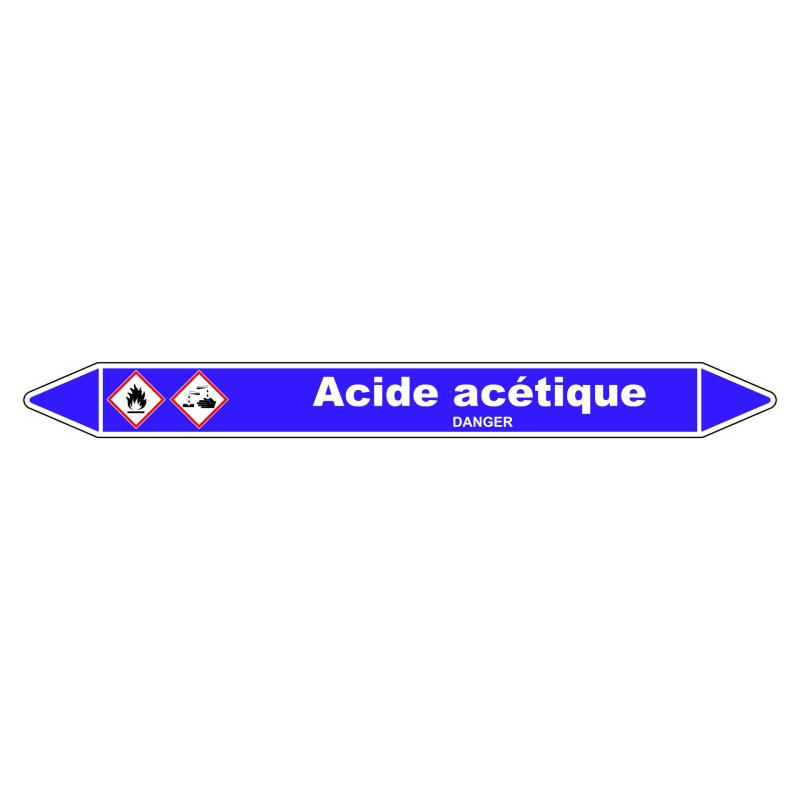 Marqueur de Tuyauterie - Acide Acétique - NFX 08-105 - Vinyle Laminé