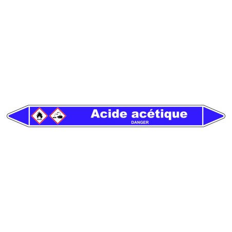 Marqueur de Tuyauterie - Acide Acétique - NFX 08-105 - Vinyle Laminé