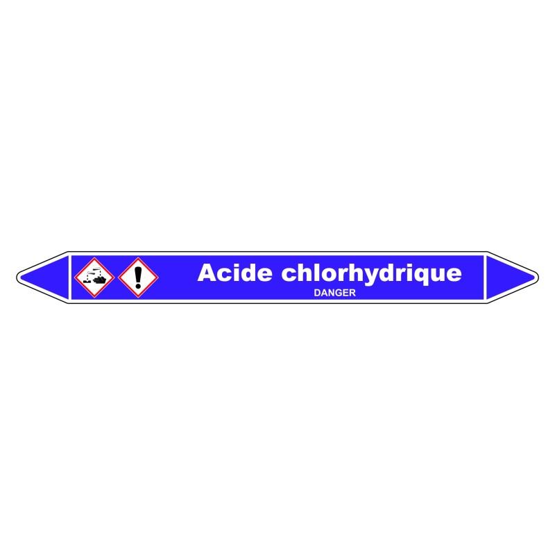 Marqueur de Tuyauterie - Acide Chlorhydrique - NFX 08-105 - Vinyle Laminé