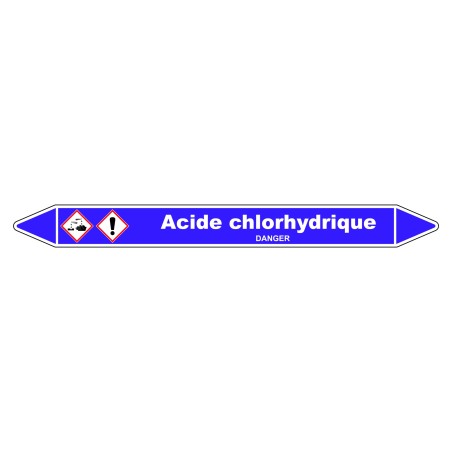Marqueur de Tuyauterie - Acide Chlorhydrique - NFX 08-105 - Vinyle Laminé