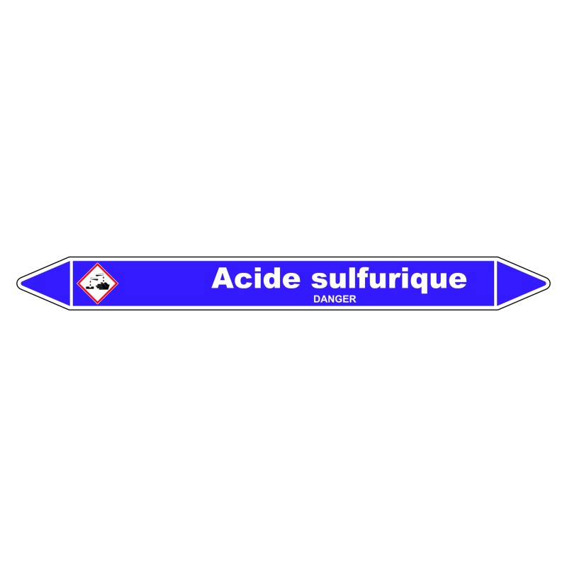 Marqueur de Tuyauterie - Acide Sulfurique - NFX 08-105 - Vinyle Laminé