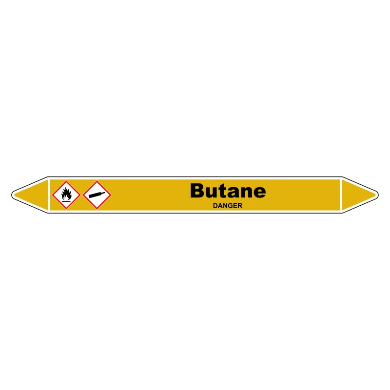 Marqueur de Tuyauterie Butane résistant grâce à son revêtement en Vinyle Laminé.
