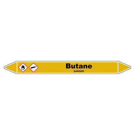 Marqueur de Tuyauterie Butane résistant grâce à son revêtement en Vinyle Laminé.