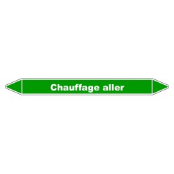 Image de marqueur de tuyauterie 'Chauffage aller' en vinyle laminé robuste
