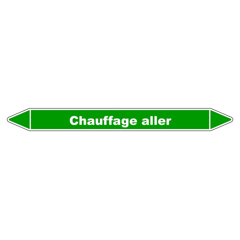 Image de marqueur de tuyauterie 'Chauffage aller' en vinyle laminé robuste
