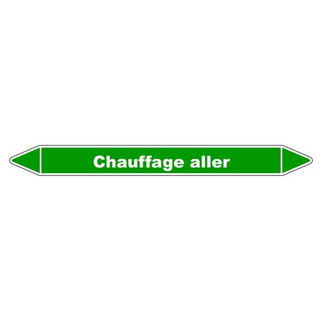 Image de marqueur de tuyauterie 'Chauffage aller' en vinyle laminé robuste