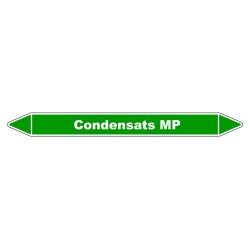 Marqueur de tuyauterie robuste en vinyle laminé indiquant "Condensats MP".