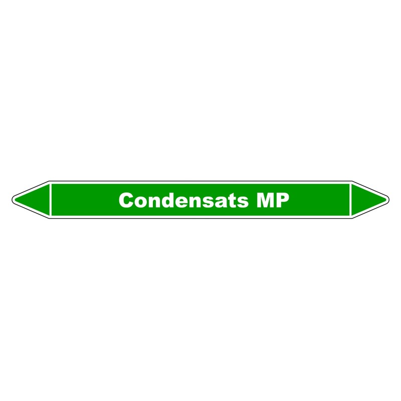 Marqueur de tuyauterie robuste en vinyle laminé indiquant "Condensats MP".
