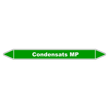 Marqueur de tuyauterie robuste en vinyle laminé indiquant "Condensats MP".