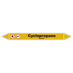 Marqueur de tuyauterie Cyclopropane en vinyle laminé, durable et visible.