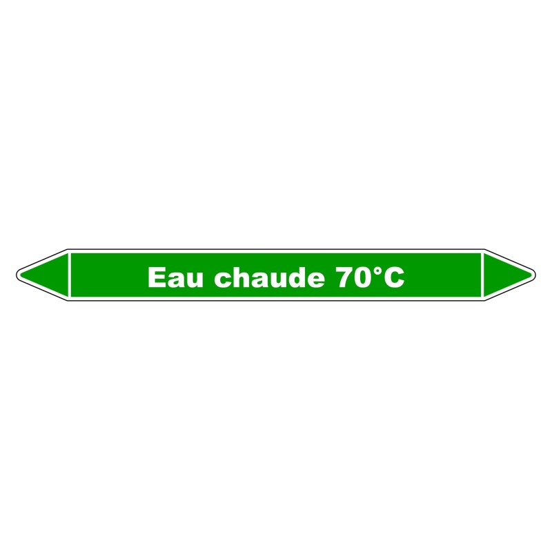 Marqueur de Tuyauterie - Eau Chaude 70°C - NFX 08-105 - Vinyle Laminé