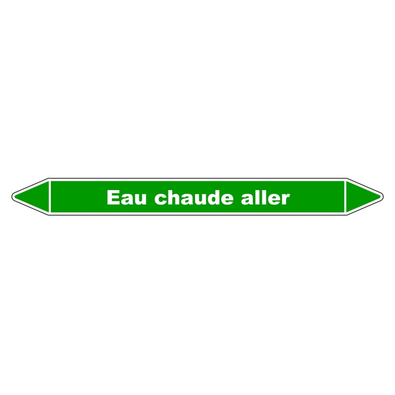 Marqueur de Tuyauterie - Eau Chaude Aller - NFX 08-105 - Vinyle Laminé
