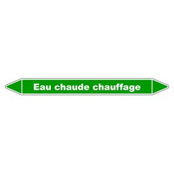 Marqueur de Tuyauterie - Eau Chaude Chauffage - NFX 08-105 - Vinyle Laminé