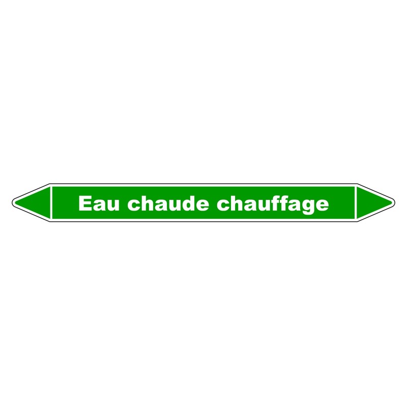 Marqueur de Tuyauterie - Eau Chaude Chauffage - NFX 08-105 - Vinyle Laminé