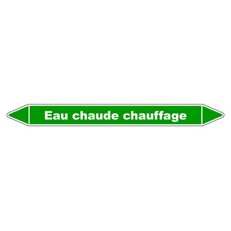 Marqueur de Tuyauterie - Eau Chaude Chauffage - NFX 08-105 - Vinyle Laminé