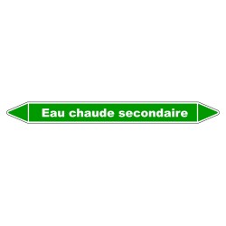 Marqueur de Tuyauterie "Eau chaude secondaire" en Vinyle Laminé