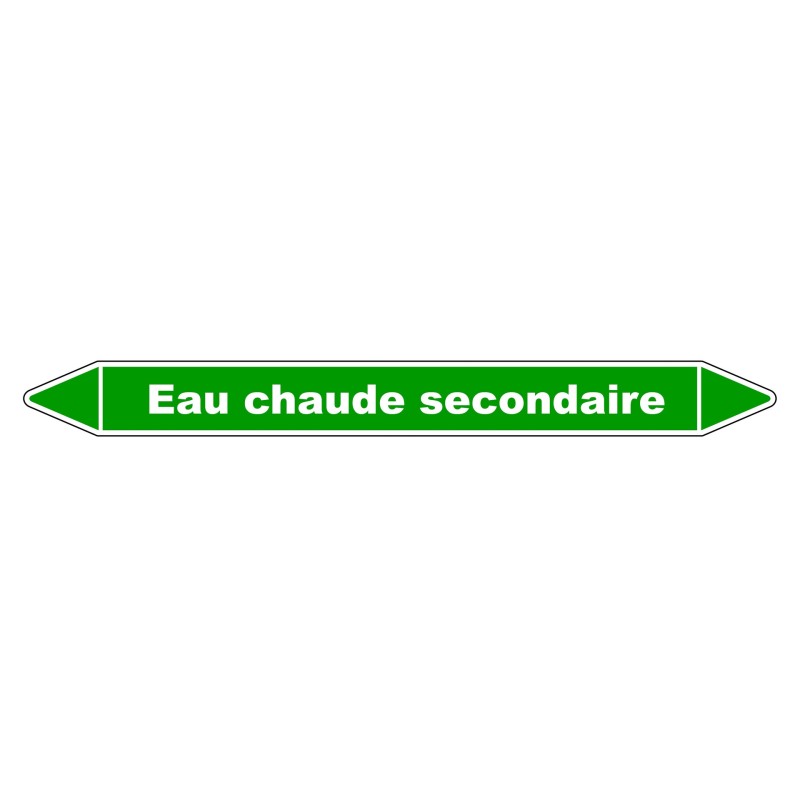 Marqueur de Tuyauterie "Eau chaude secondaire" en Vinyle Laminé