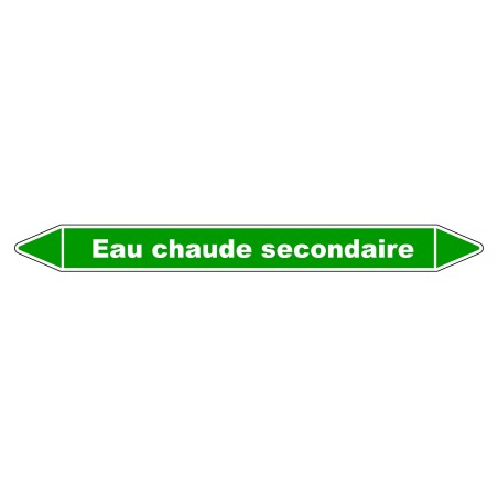Marqueur de Tuyauterie "Eau chaude secondaire" en Vinyle Laminé