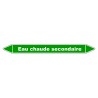 Marqueur de Tuyauterie "Eau chaude secondaire" en Vinyle Laminé