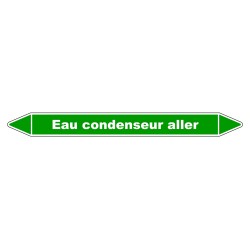 Marqueur de Tuyauterie "Eau condenseur aller" en Vinyle Laminé