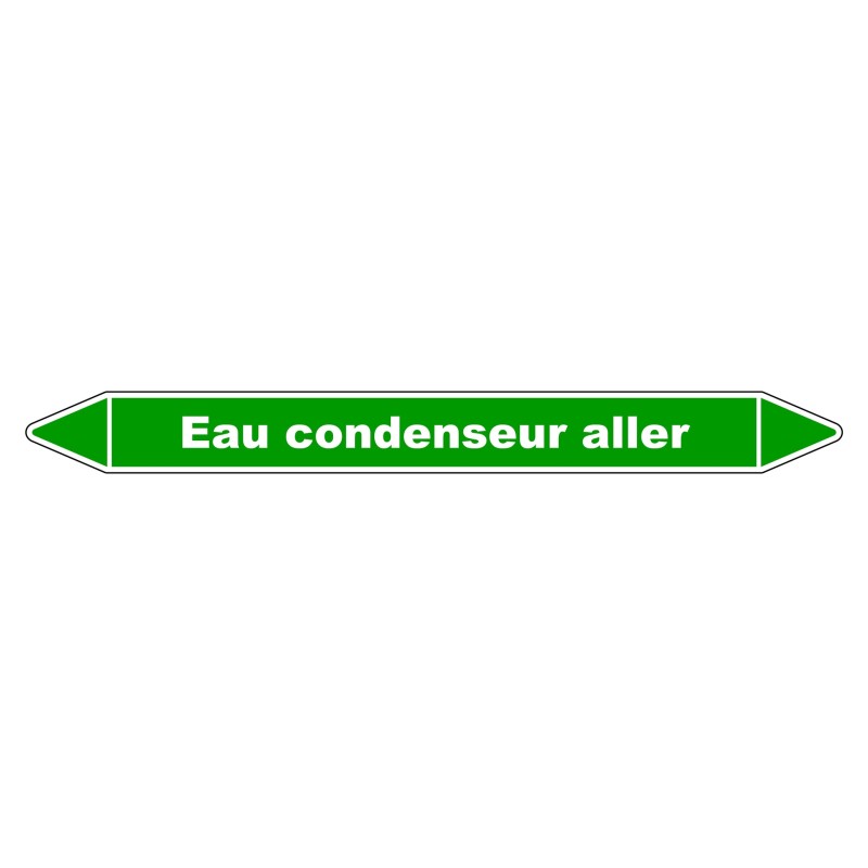 Marqueur de Tuyauterie "Eau condenseur aller" en Vinyle Laminé