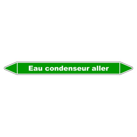 Marqueur de Tuyauterie "Eau condenseur aller" en Vinyle Laminé