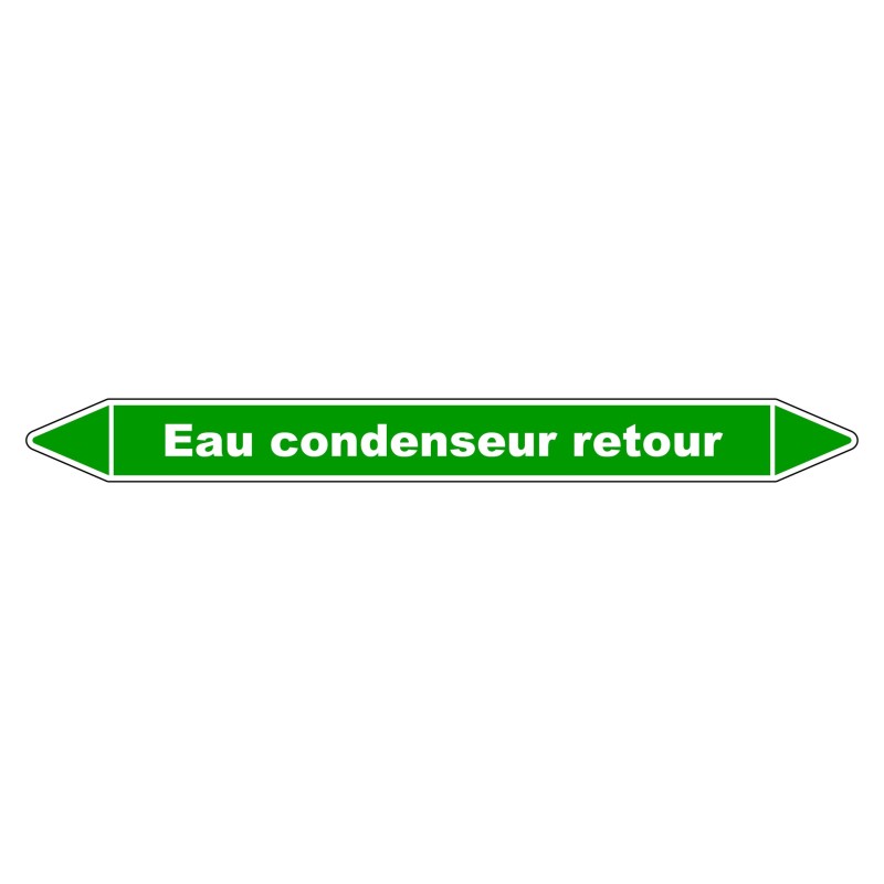 Marqueur de Tuyauterie "Eau condenseur retour" en Vinyle Laminé