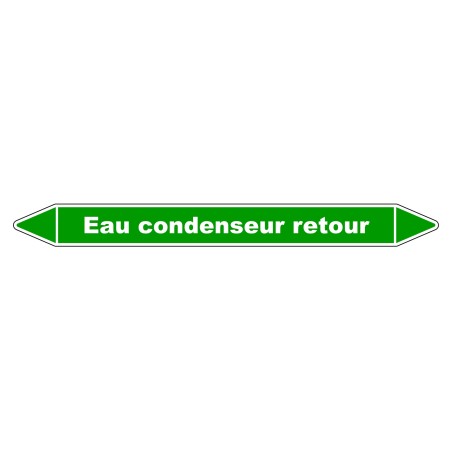 Marqueur de Tuyauterie "Eau condenseur retour" en Vinyle Laminé
