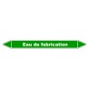 Marqueur de tuyauterie en vinyle laminé pour système d'eau de fabrication.