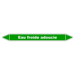Marqueur de tuyauterie résistant en vinyle laminé pour eau froide adoucie.