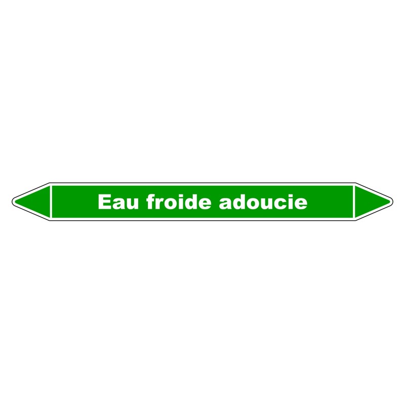 Marqueur de tuyauterie résistant en vinyle laminé pour eau froide adoucie.