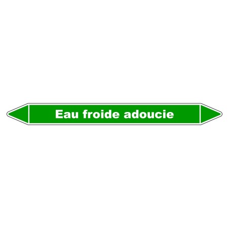 Marqueur de tuyauterie résistant en vinyle laminé pour eau froide adoucie.