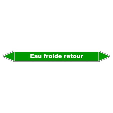 Marqueur de Tuyauterie "Eau froide retour" en Vinyle Laminé