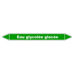 Marqueur de Tuyauterie "Eau Glycolée Glacée" en Vinyle Laminé