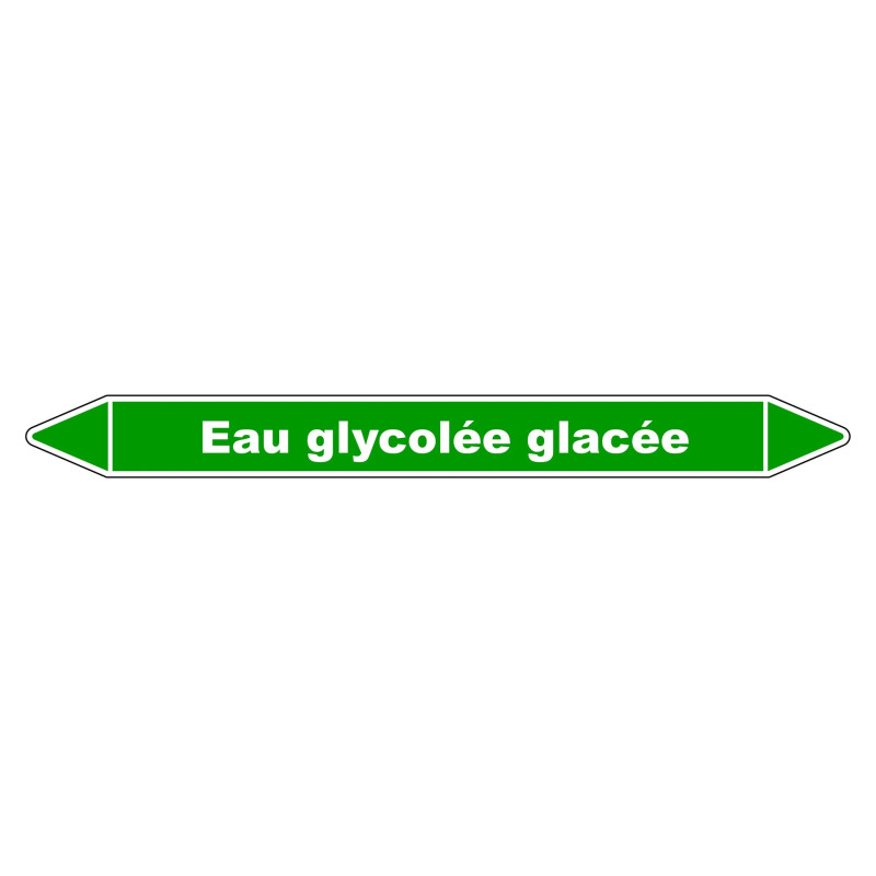 Marqueur de Tuyauterie "Eau Glycolée Glacée" en Vinyle Laminé