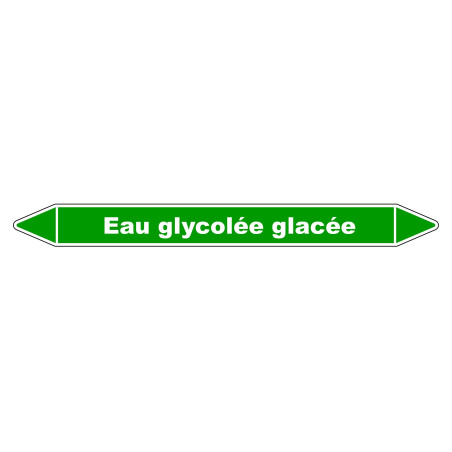 Marqueur de Tuyauterie "Eau Glycolée Glacée" en Vinyle Laminé