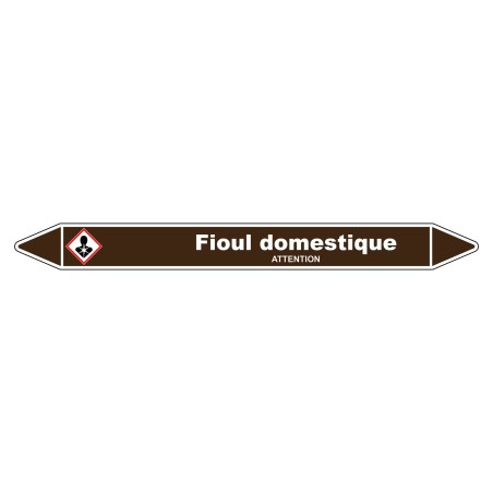"Marqueur de tuyauterie en vinyle laminé résistant, idéal pour le fioul domestique".