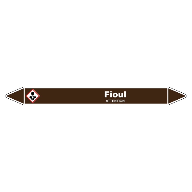 Marqueur de Tuyauterie Fioul 150 x 12 mm Vinyle Laminé