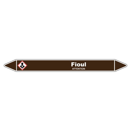 Marqueur de Tuyauterie Fioul 150 x 12 mm Vinyle Laminé
