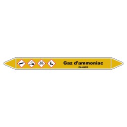 Marqueur de Tuyauterie "Gaz d’ammoniac" en Vinyle Laminé