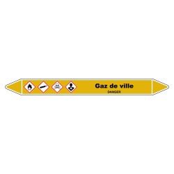 Marqueur de Tuyauterie - Gaz de ville - NFX 08-105 - Vinyle Laminé