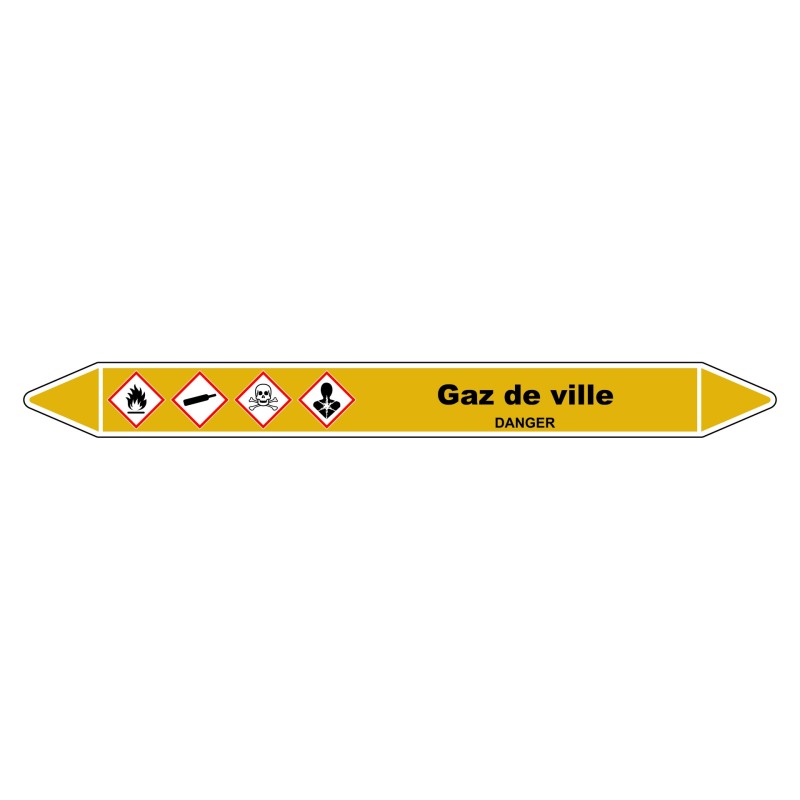 Marqueur de Tuyauterie - Gaz de ville - NFX 08-105 - Vinyle Laminé