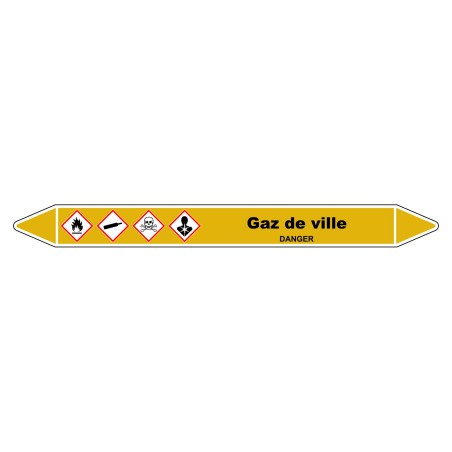 Marqueur de Tuyauterie - Gaz de ville - NFX 08-105 - Vinyle Laminé