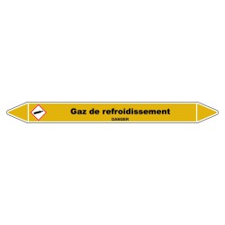 Marqueur de Tuyauterie "Gaz de refroidissement" en Vinyle Laminé