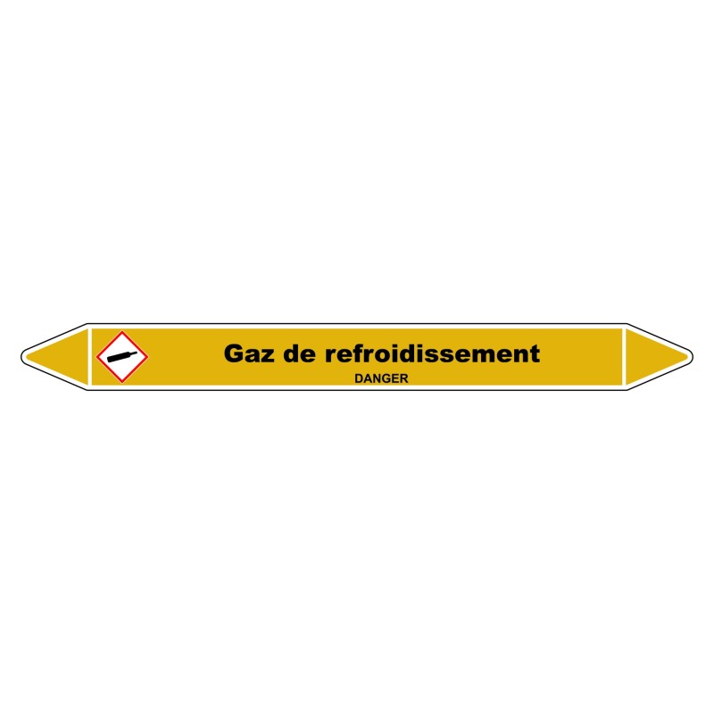 Marqueur de Tuyauterie "Gaz de refroidissement" en Vinyle Laminé