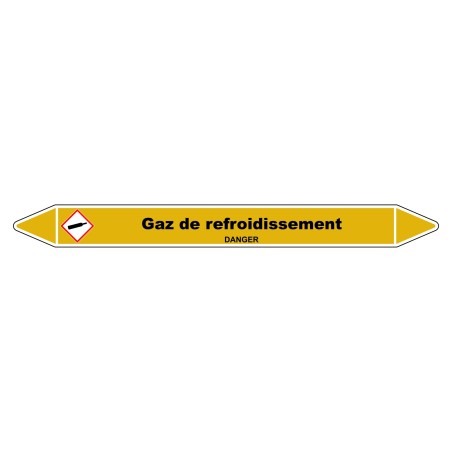 Marqueur de Tuyauterie "Gaz de refroidissement" en Vinyle Laminé