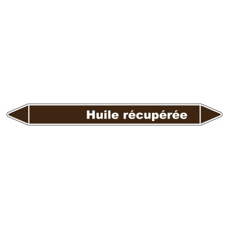 Marqueur de tuyauterie robuste en vinyle laminé indiquant 'Huile récupérée'